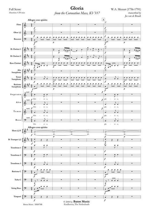 Vorderes Coverbild Wolfgang Amadeus Mozart, Gloria from Coronation Mass