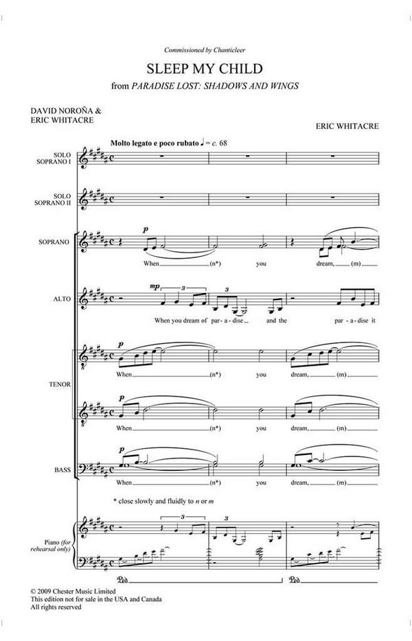 Vorderes Coverbild Eric Whitacre, Sleep My Child