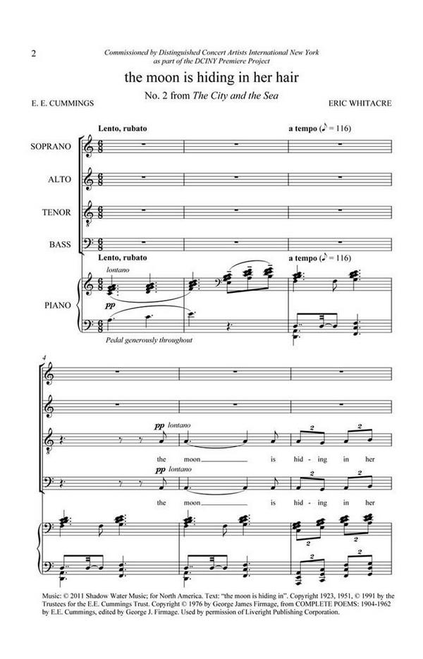 Vorderes Coverbild Eric Whitacre, the moon is hiding in her hair